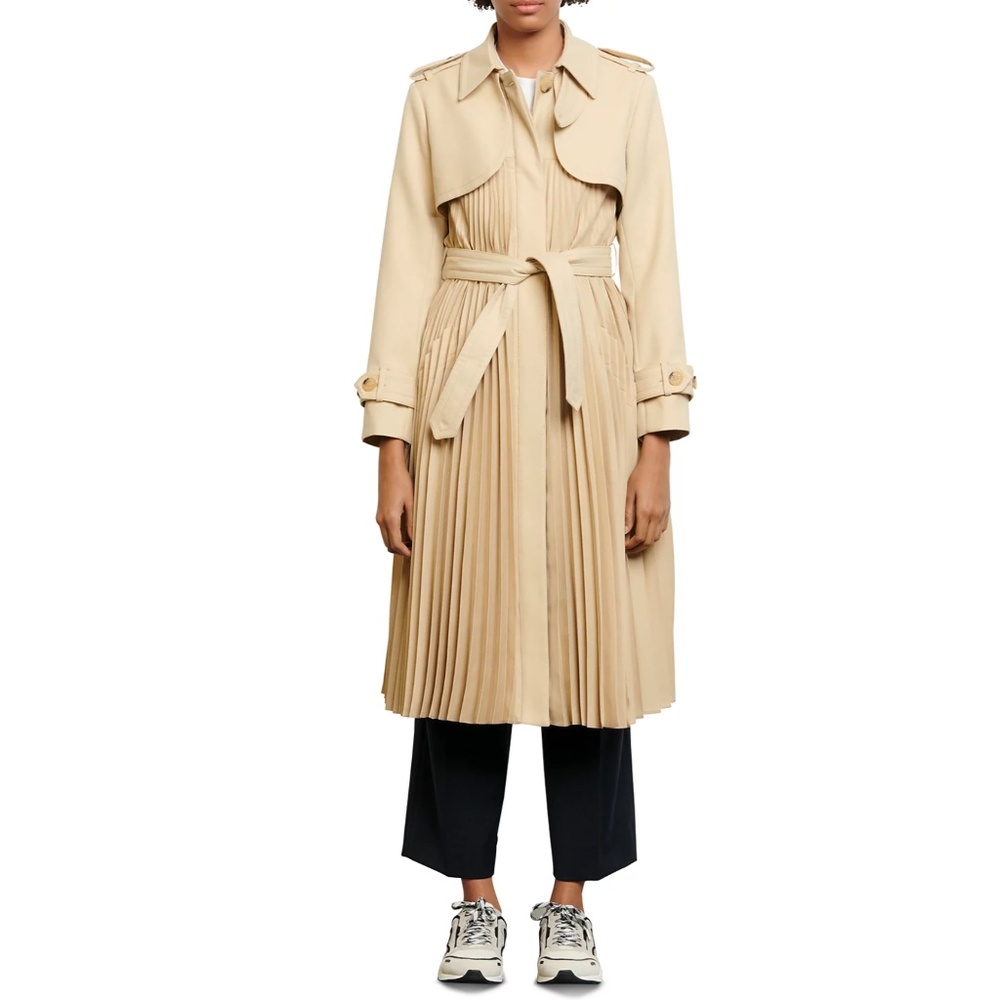 Vino Pleated Trench Coat - Picture 3 of 9